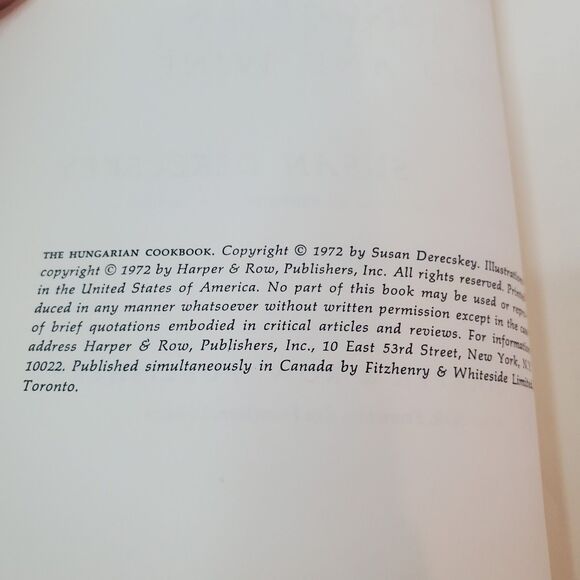 The Hungarian Cookbook by Susan Derecskey ~ Vintage 1972 Hardcover w/DJ - Picture 3 of 12